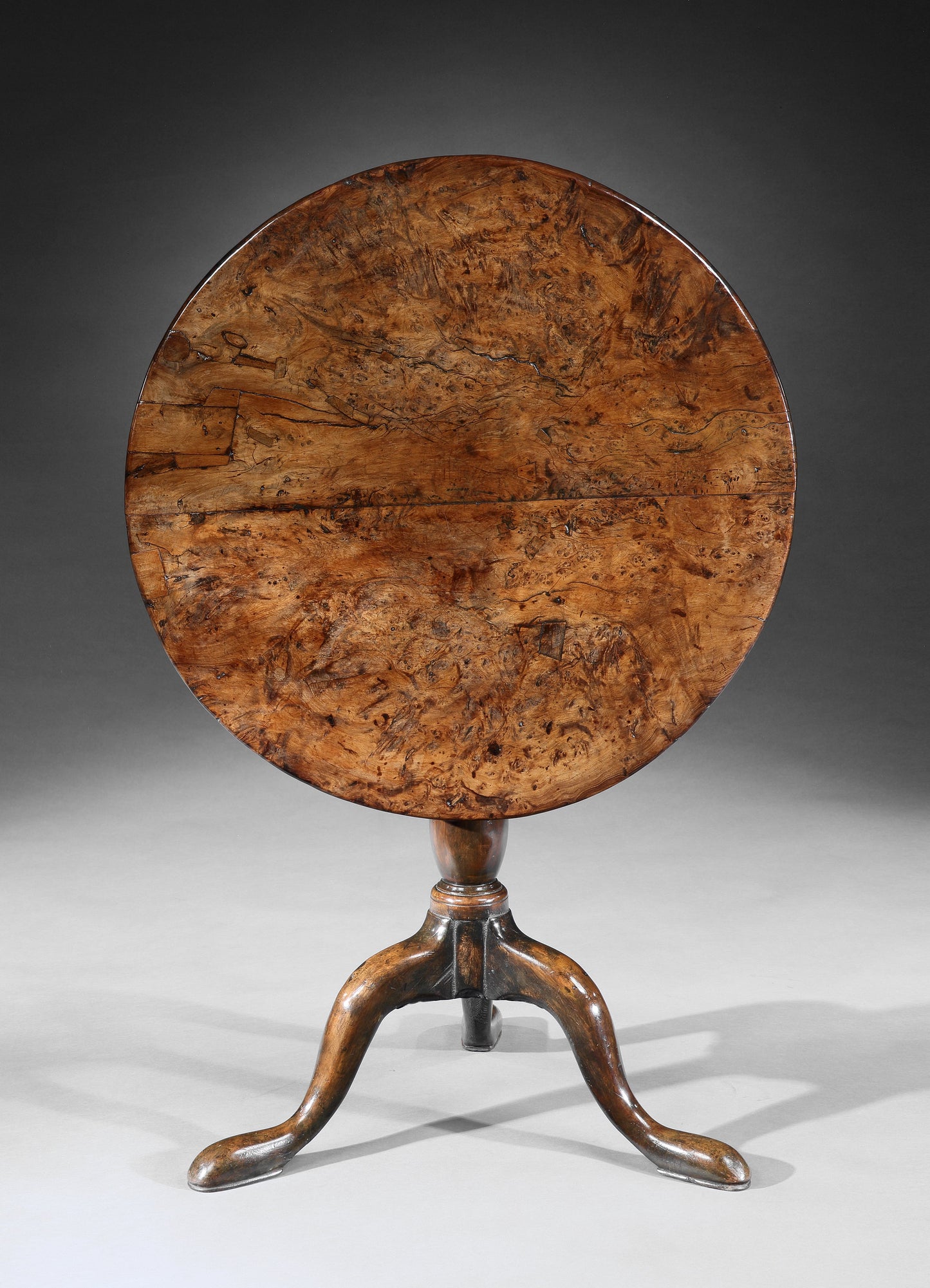 Remarkable Georgian Vernacular Burr Yew Wood Wine Table