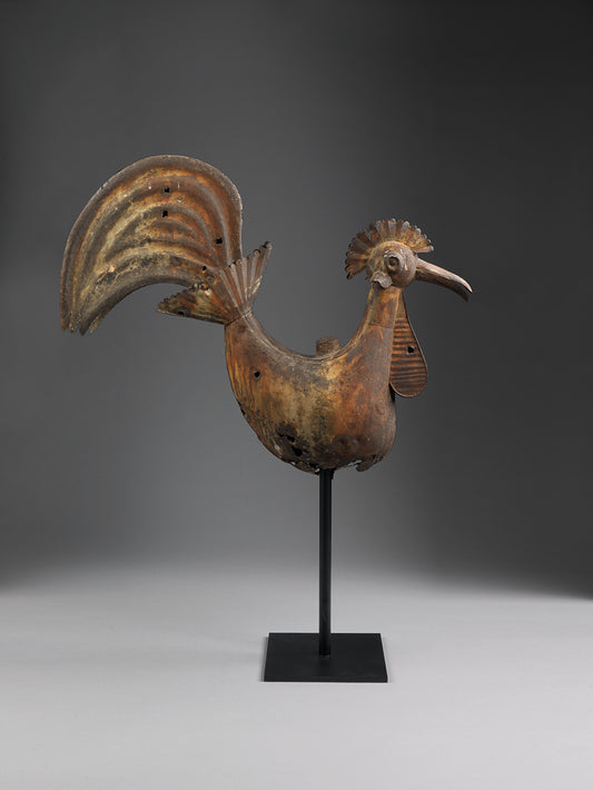 Spectacular Early Full Bodied Primitive Cockerel Weathervane