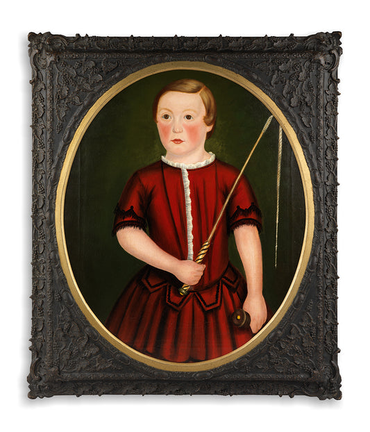 A Fine English Naïve School Oval Child Portrait