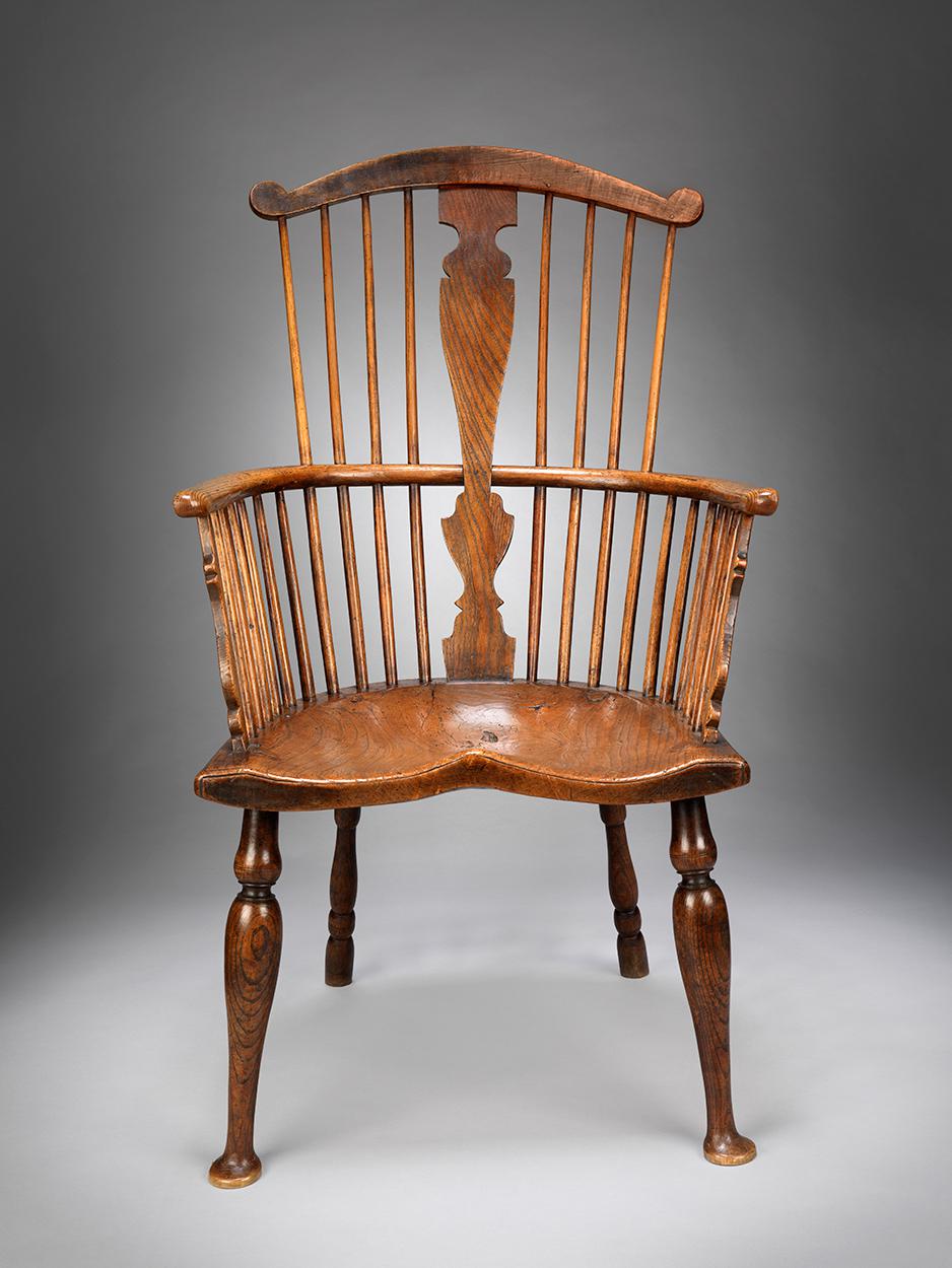 Exceptional Pair of Primitive Georgian Windsor Comb Back Armchairs