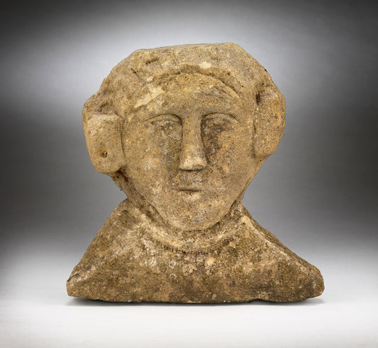 Engaging Primitive Head and Shoulders Portrait Bust