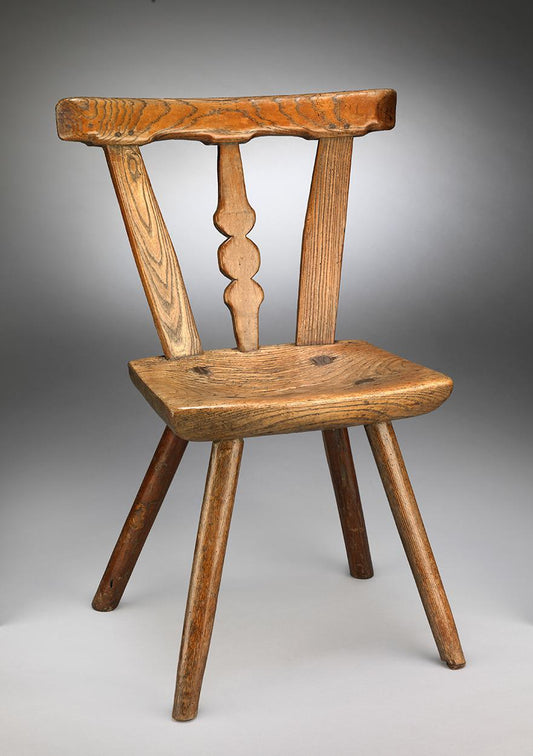 Exceptional Primitive Vernacular Dished Seat Backstool