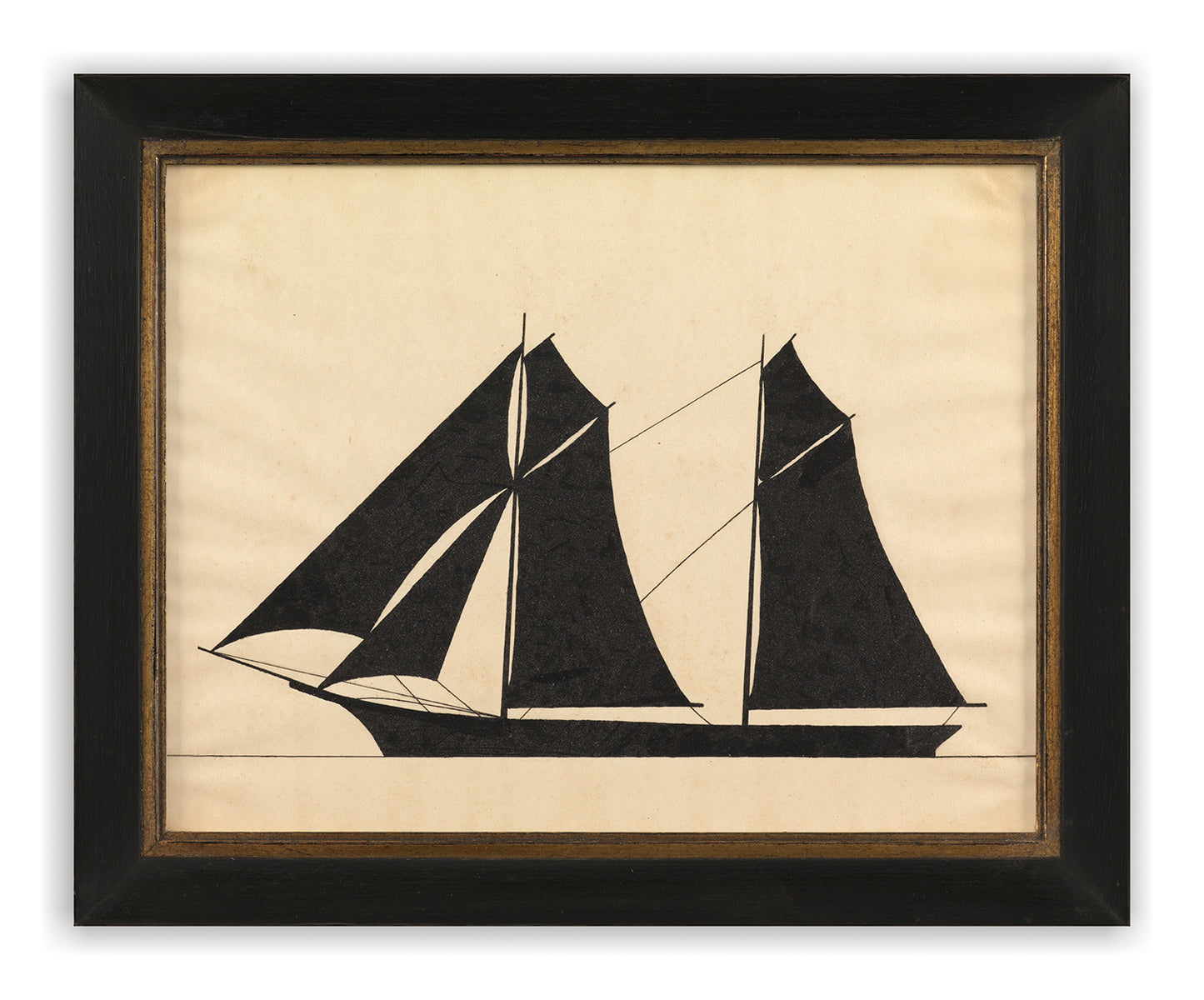 Two Unusual Nautical Silhouettes of a Schooner and Lugger