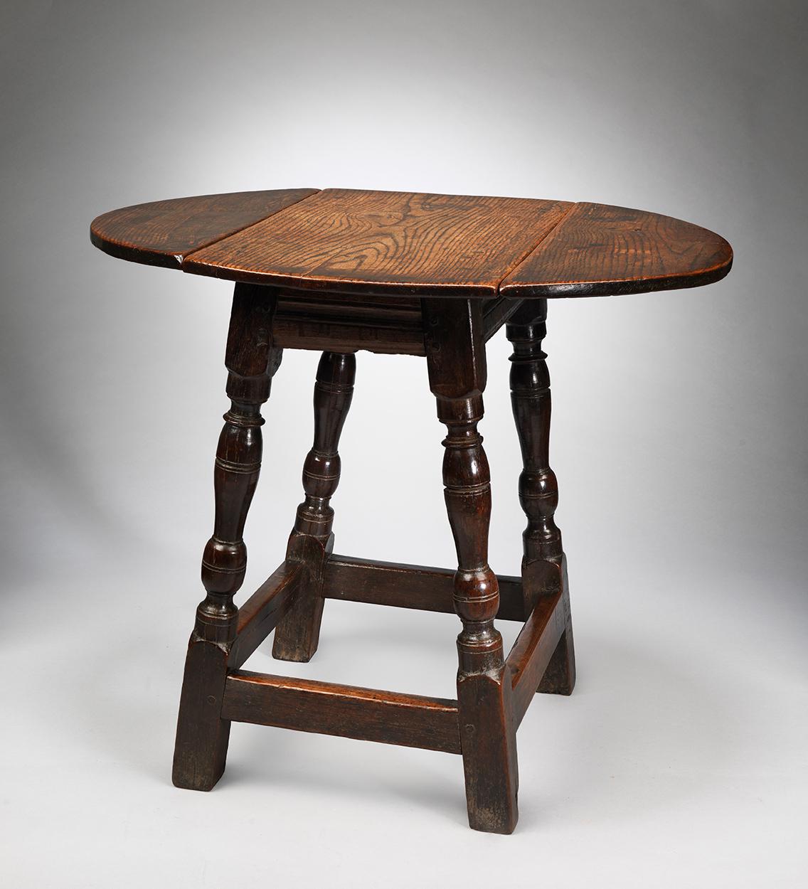 Rare Early Diminutive Oval Drop Leaf Table