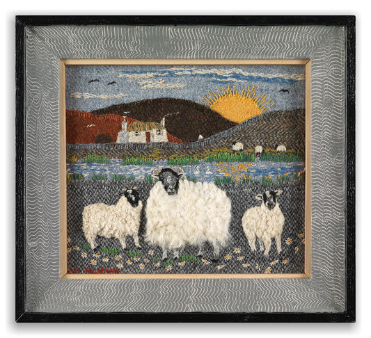 Ewe and Twin Lams in Raw Wool