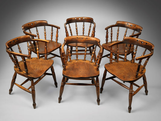 Remarkable Authentic Set of Six Windsor Armchairs