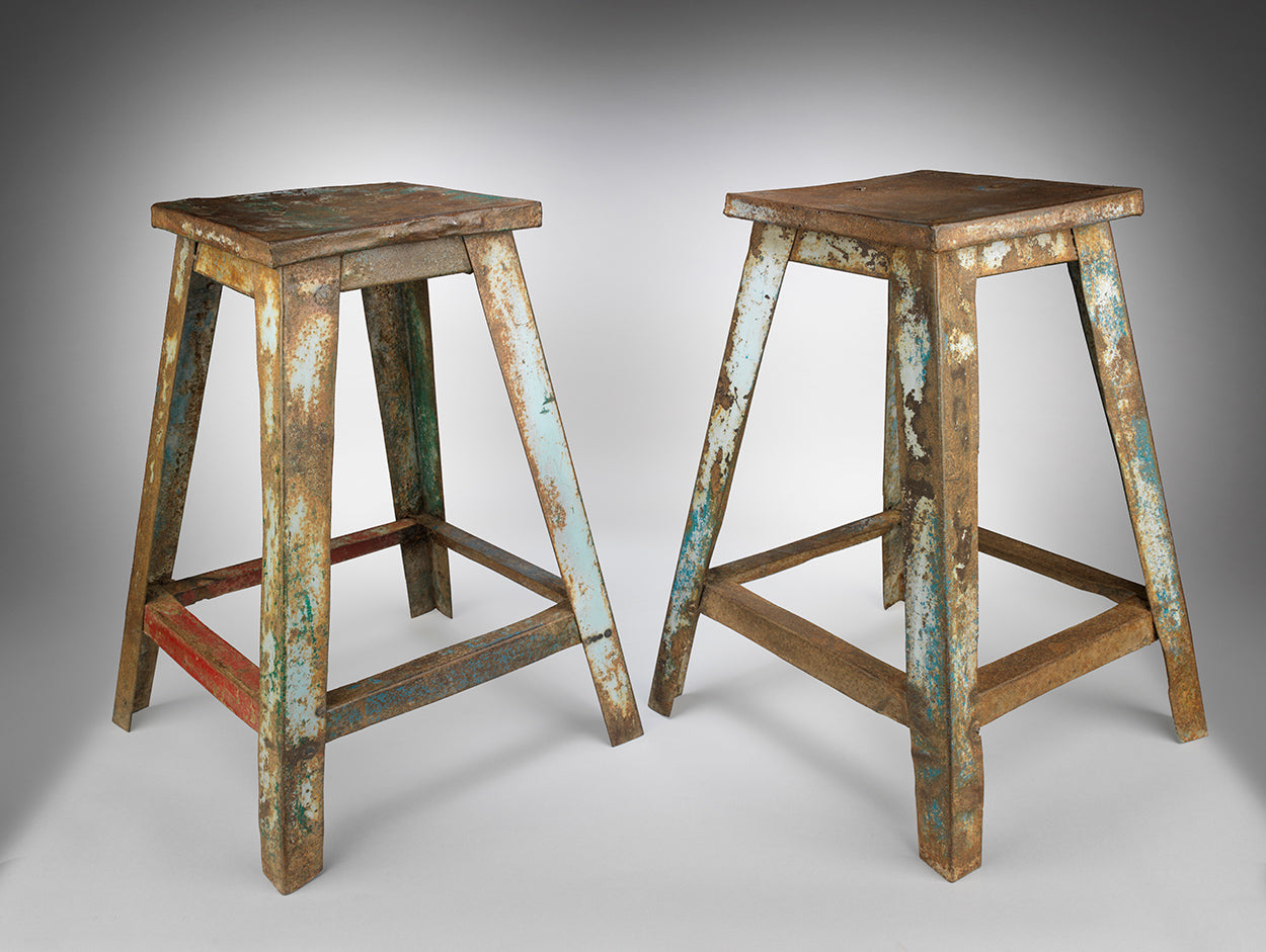 Pair of Mid Century Industrial High Stools