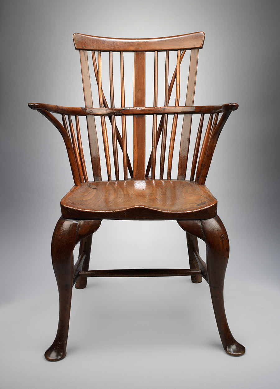 Good Georgian Vernacular Cabriole Leg Windsor Comb-Back Chair