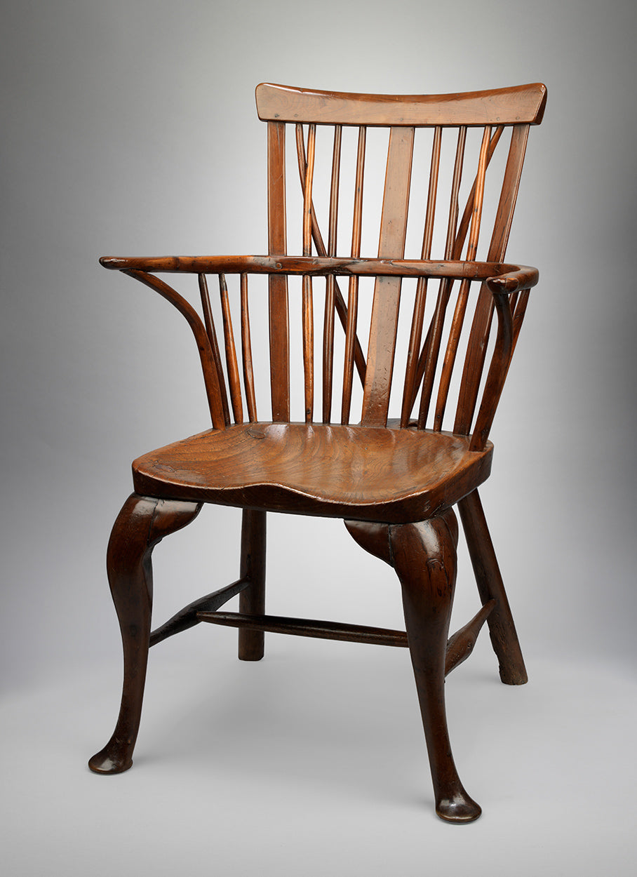 Good Georgian Vernacular Cabriole Leg Windsor Comb-Back Chair