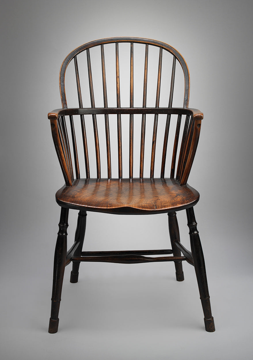 A Primitive Stick Back Windsor Bow-Back Armchair