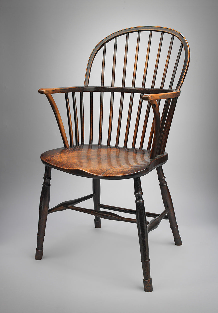 A Primitive Stick Back Windsor Bow-Back Armchair