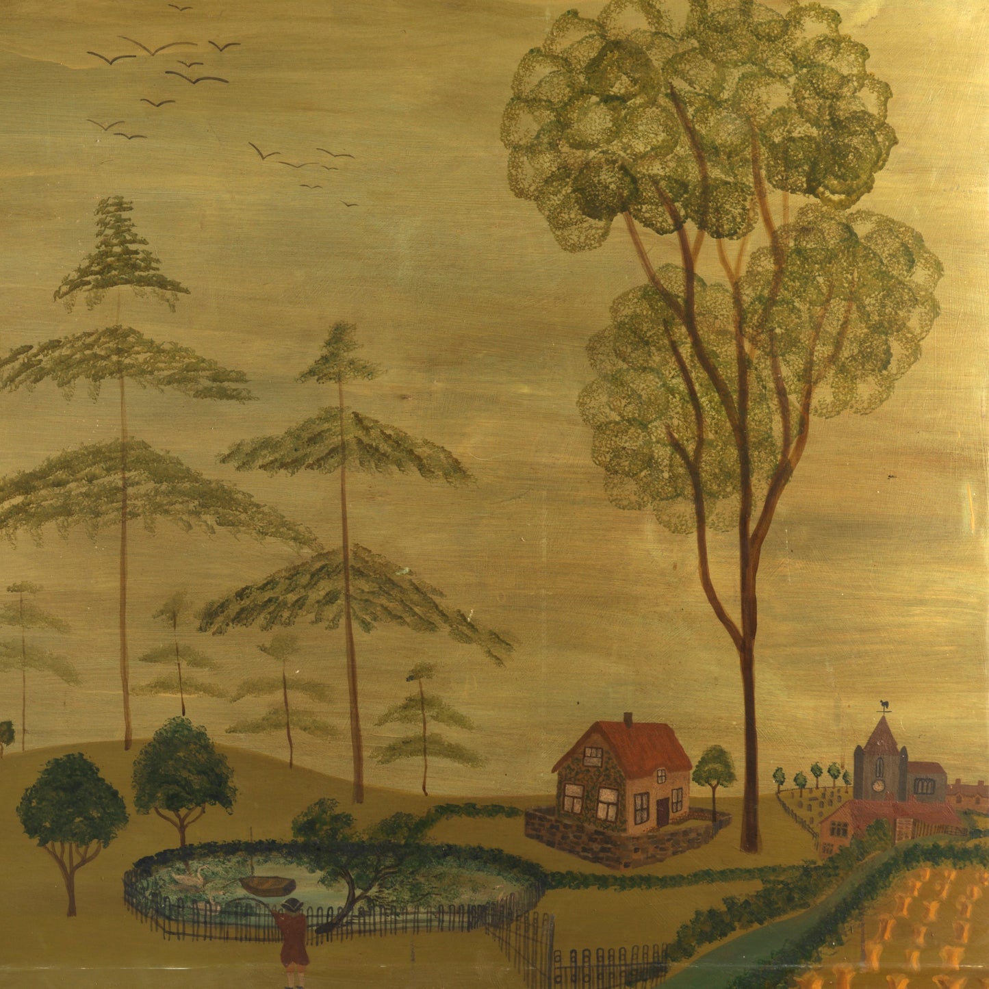 Decorative Naive Mural Landscape (Detail)