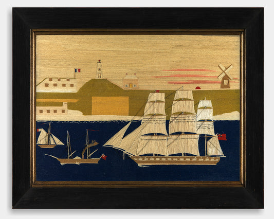 Rare Large Embroidered Sailor-Work Wool Picture