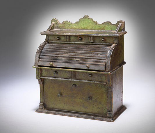 Unusual Miniature Tambour Fronted Moneybox Writing Desk