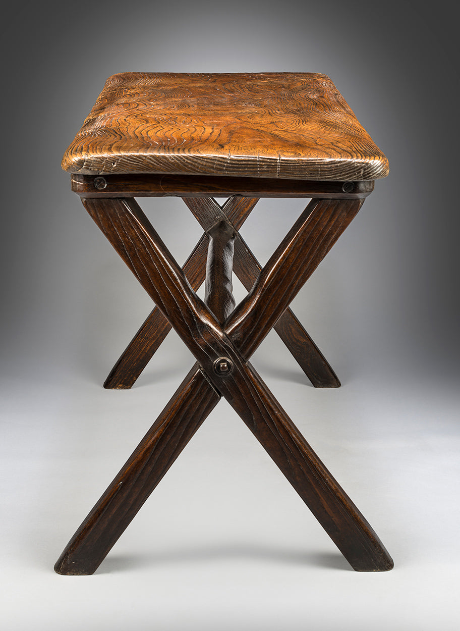 Handsome Primitive Vernacular "X" Frame Tavern Table