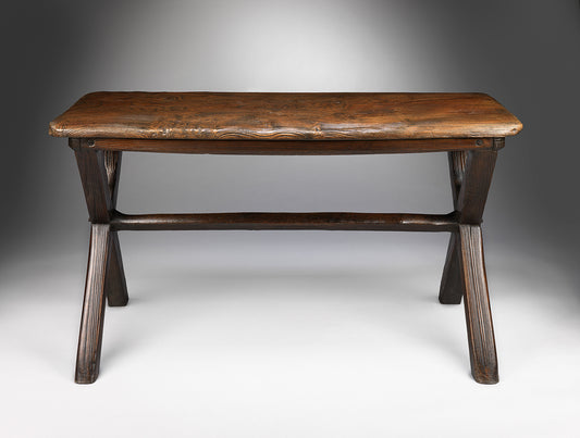 Handsome Primitive Vernacular "X" Frame Tavern Table