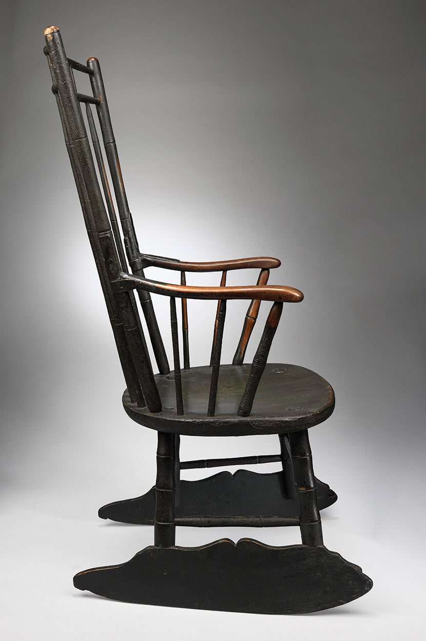 Rare Tall "Square Back" Windsor Rocking Chair