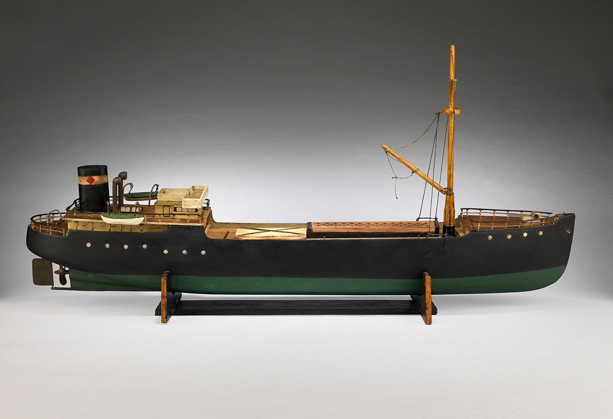 Unusual Scratch-Built Clockwork Model of a Cargo Ship