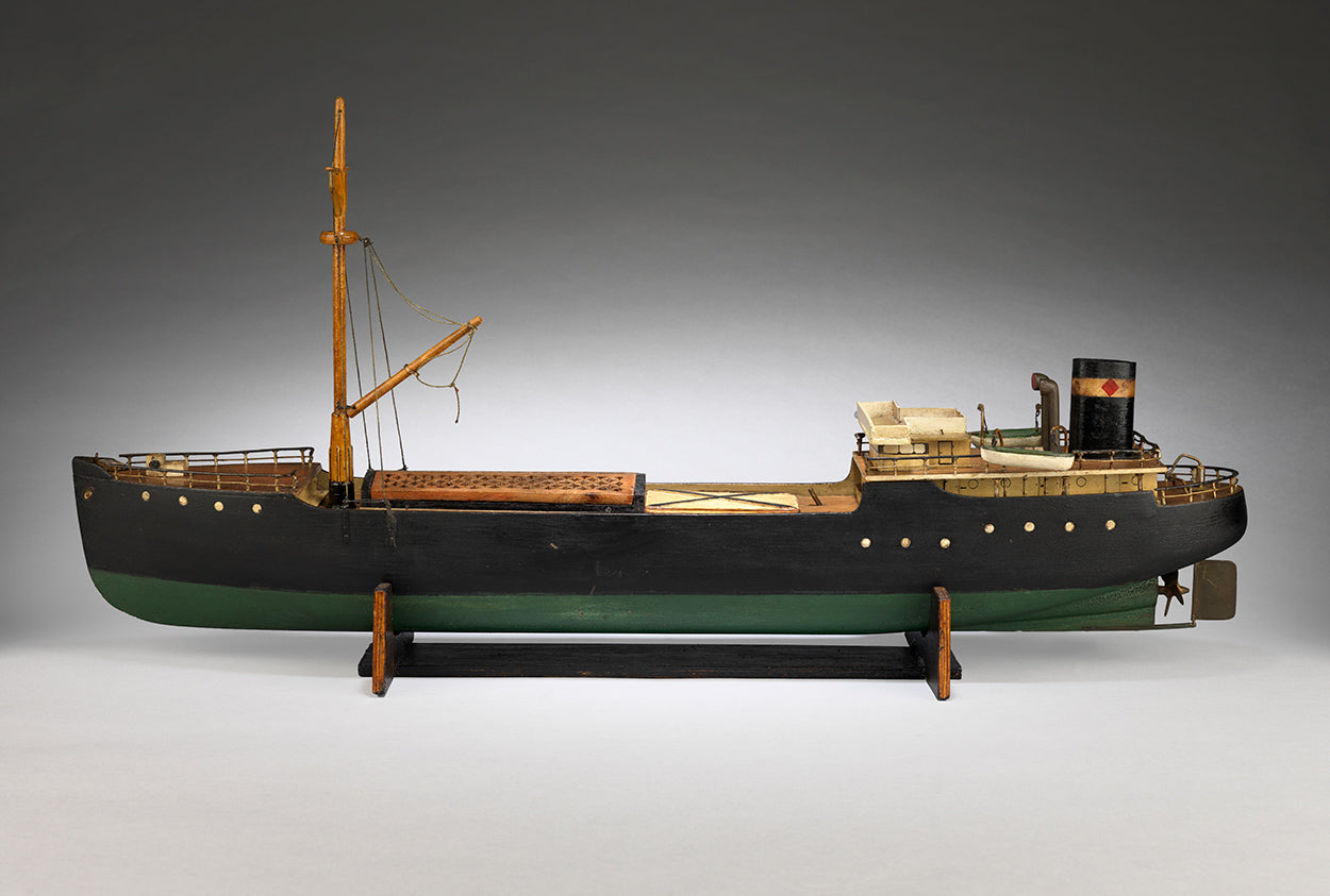 Unusual Scratch-Built Clockwork Model of a Cargo Ship