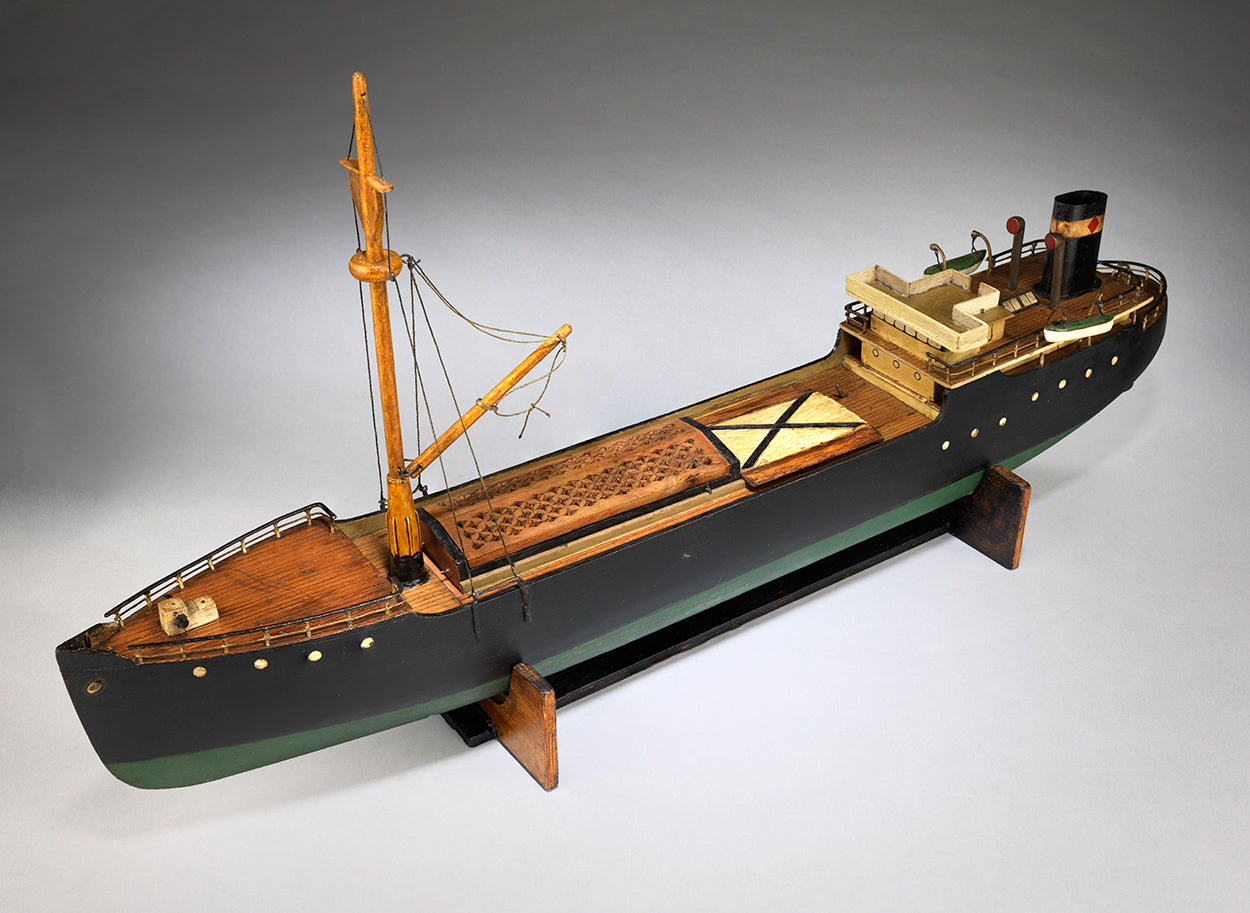 Unusual Scratch-Built Clockwork Model of a Cargo Ship