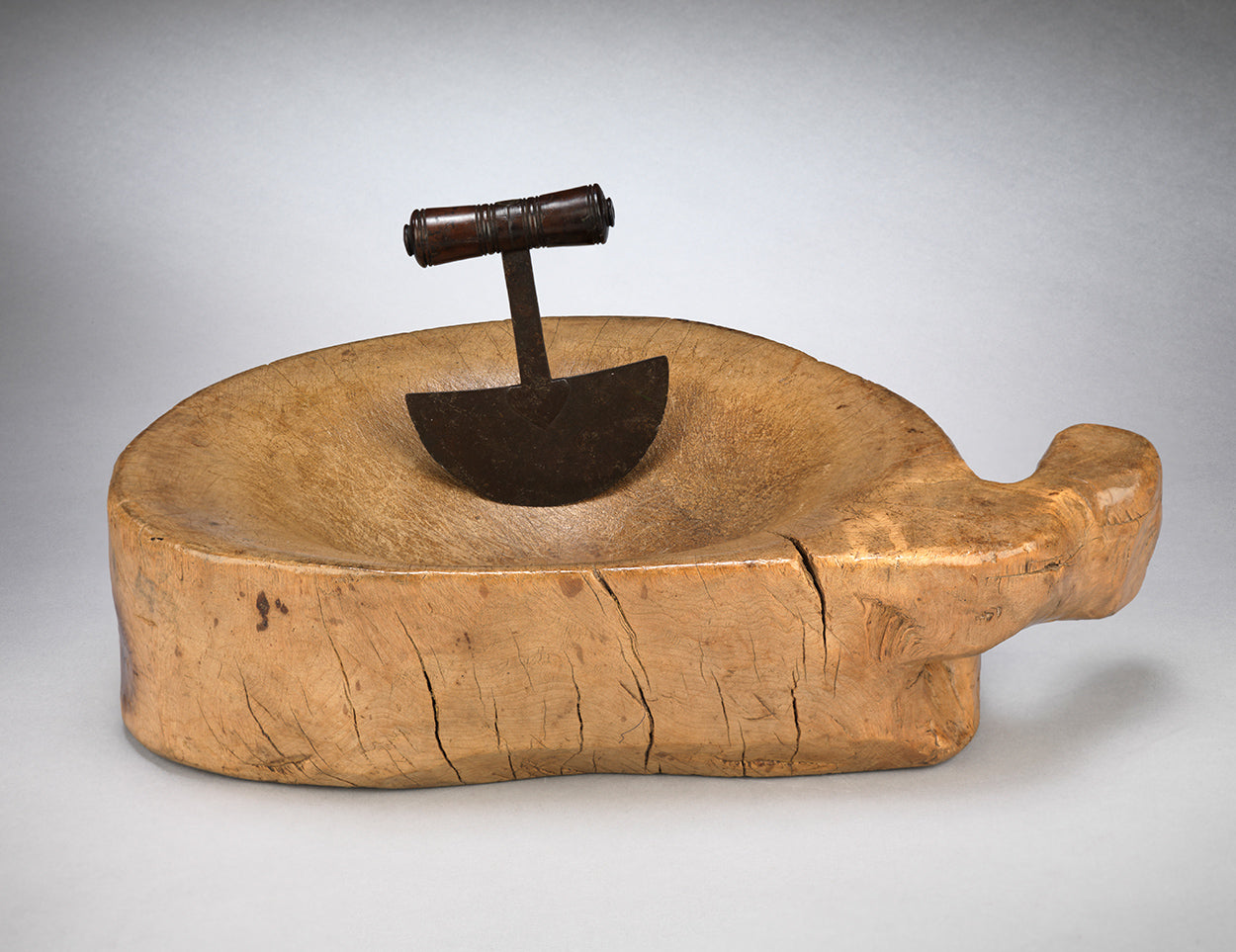 Rare Sculptural Vernacular Chopping Block with Integral Handle