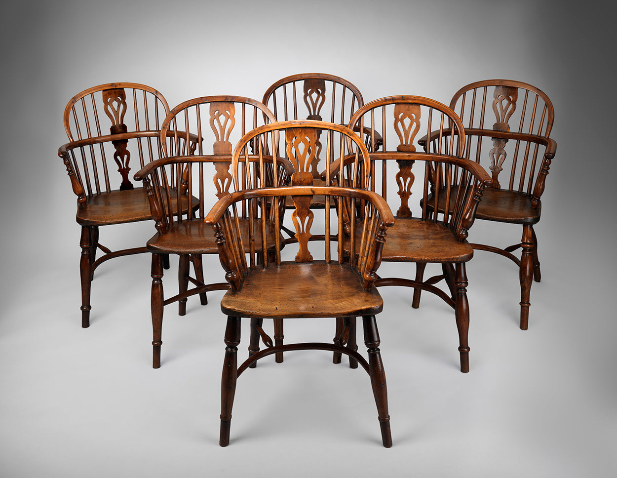 A Good Matched Set of Six Windsor Bow Back Armchairs