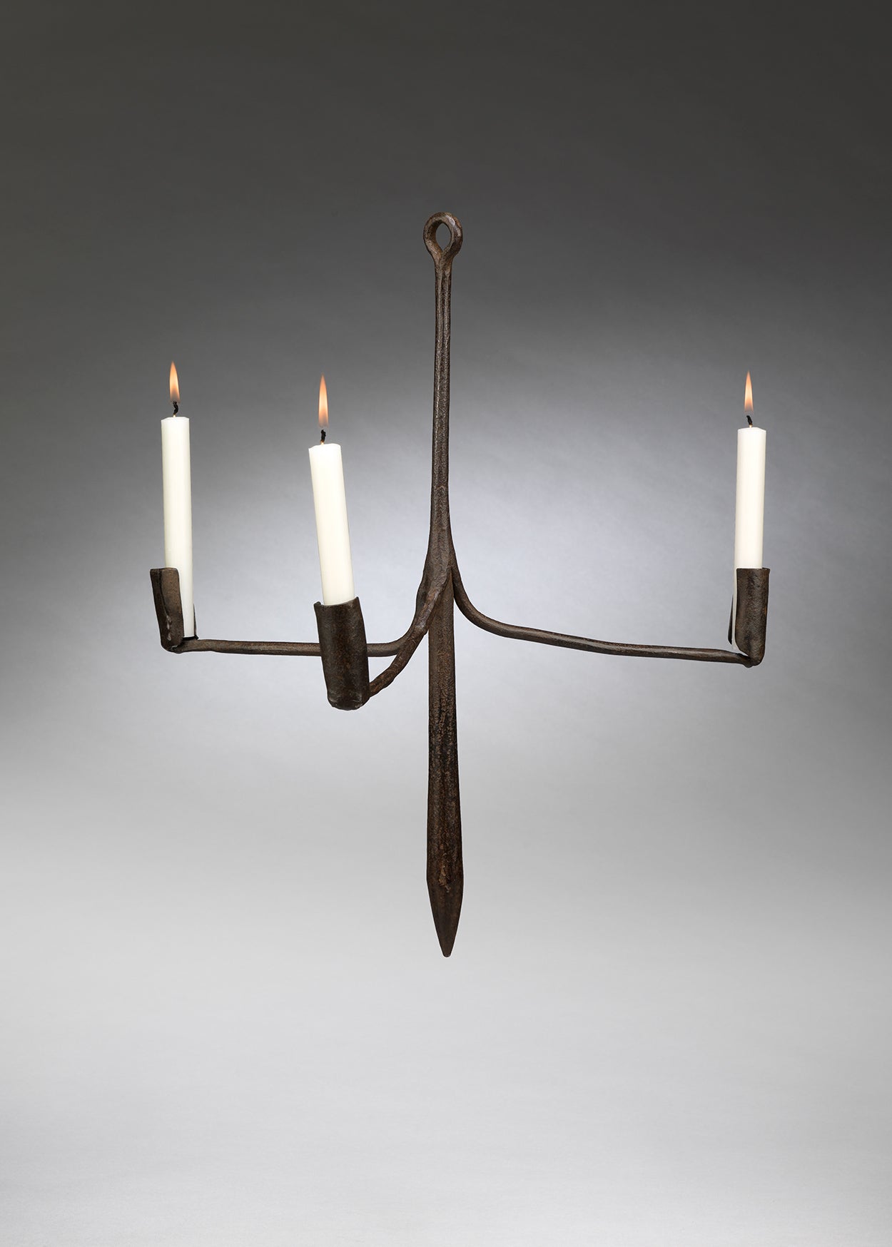 A Rare and Graphic Vernacular Three Branch Chandelier