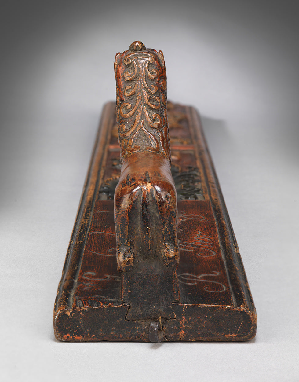 A Rare 18th Century Norwegian Carved and Painted Wooden "Mangleboard"