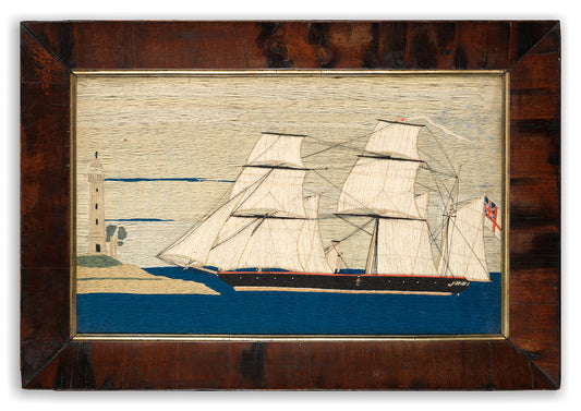 Delightful Large Sailorwork Naive Ship Portrait