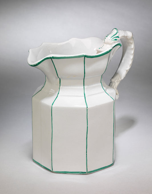 Delightful Octagonal White Glazed Pottery Jug