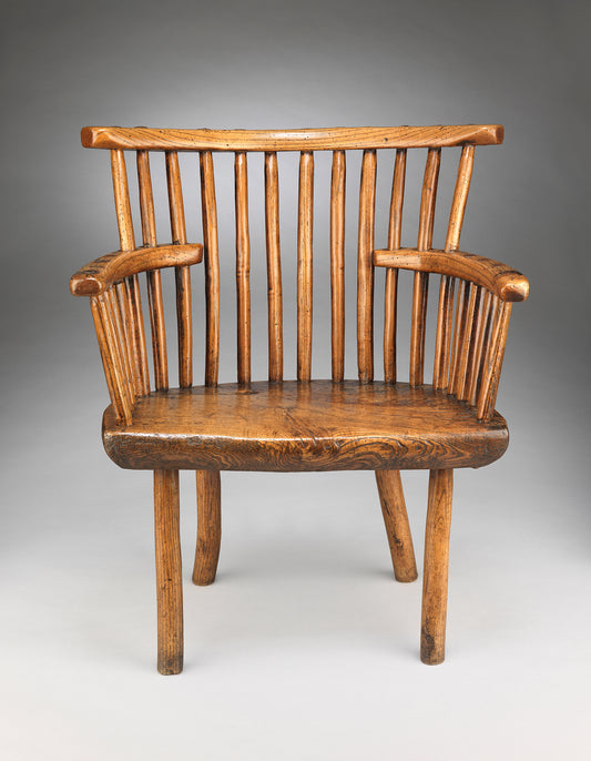 Rare Primitive Windsor Comb Back Armchair