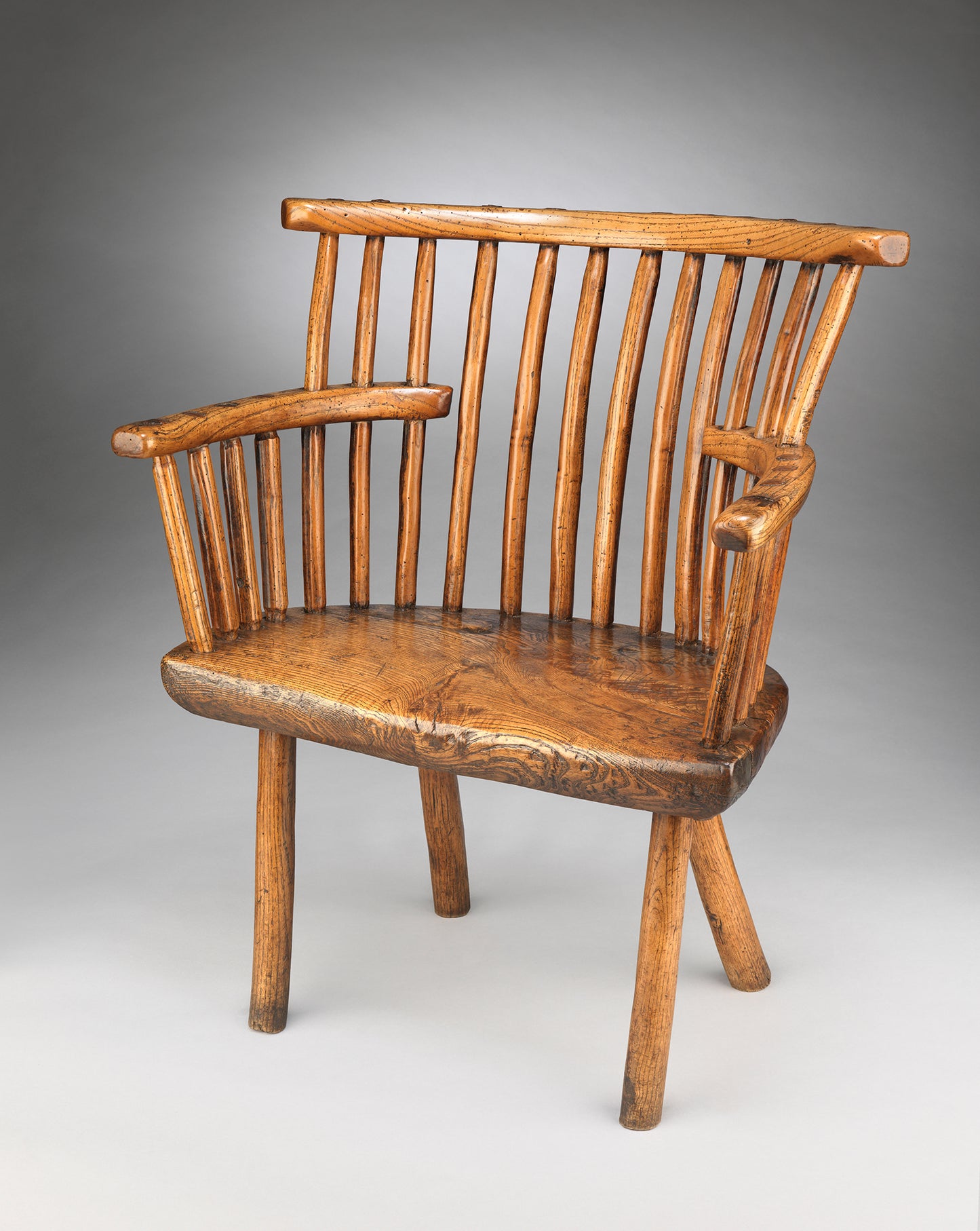 Rare Primitive Windsor Comb Back Armchair