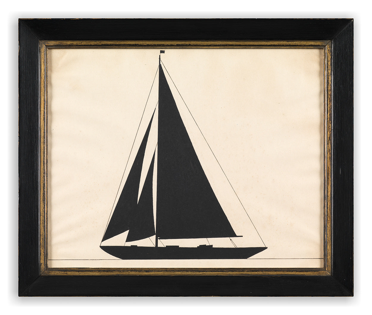 Two Unusual Nautical Silhouettes of a Schooner and Lugger