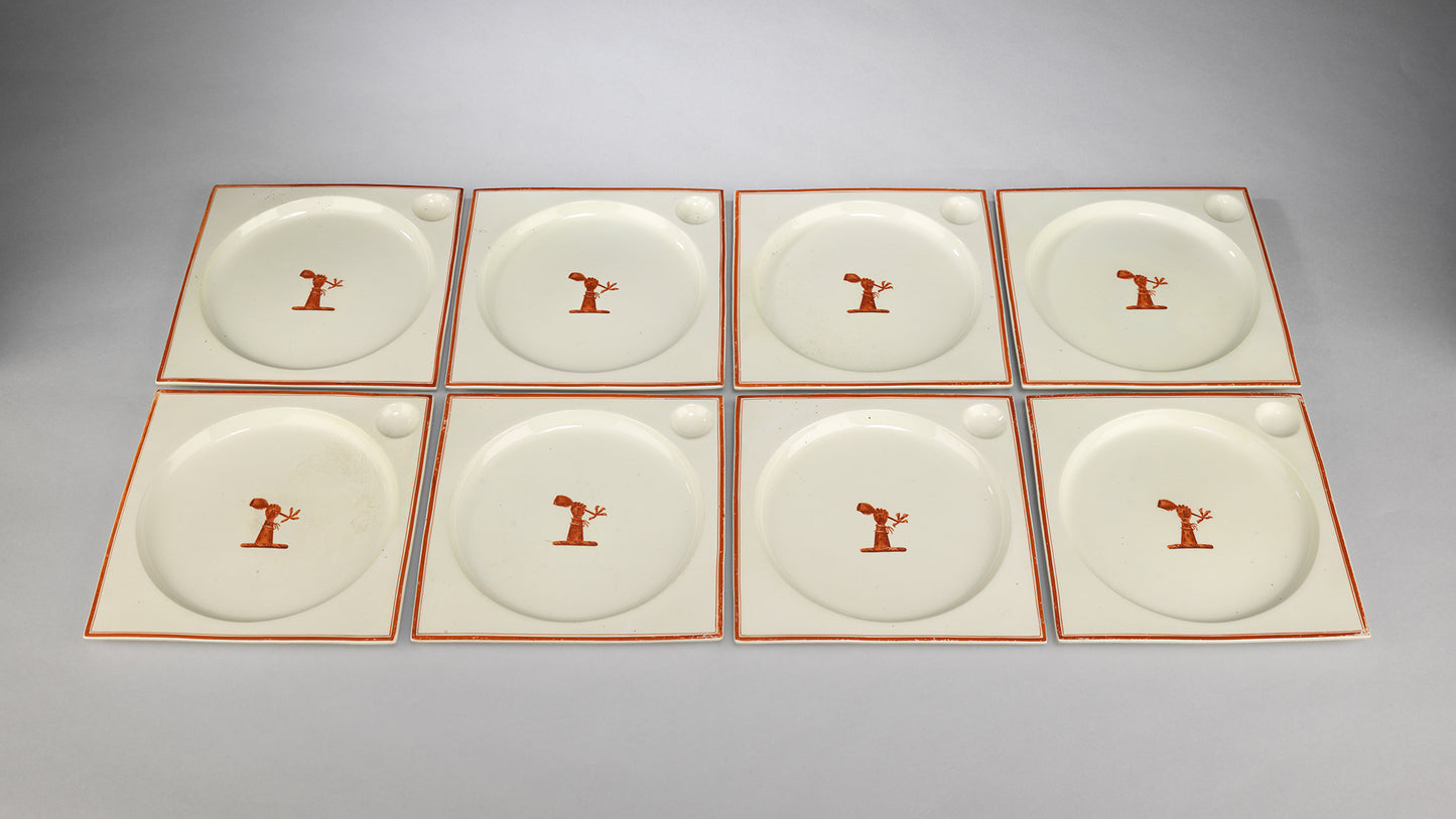 Rare Set of Eight Square Georgian Platters