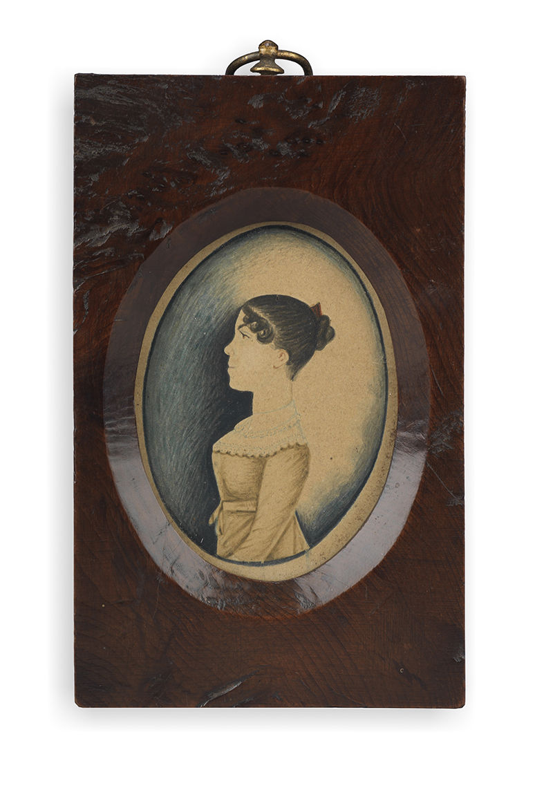 Delightful Miniature Naïve Portrait of a Young Girl