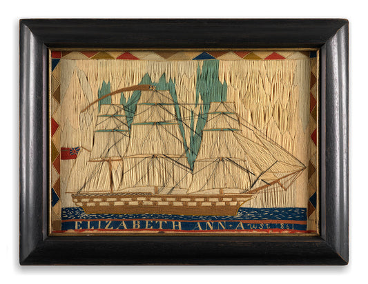 Fine and Unusual Sailor's Woolwork Ship Portrait 