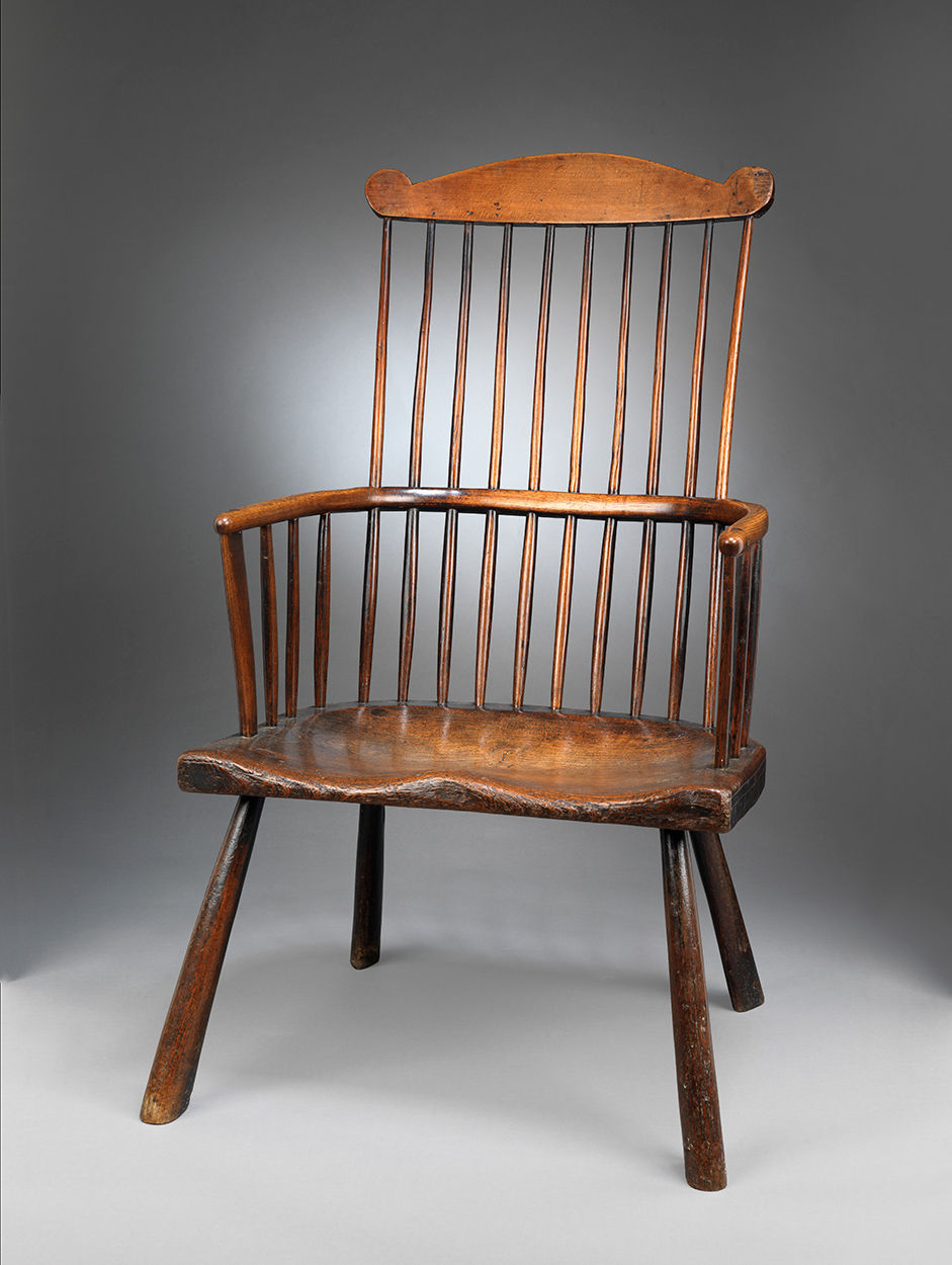 A Handsome Primitive Georgian Windsor Comb Back Armchair