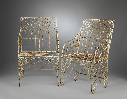 Pair of Gothic Garden Armchairs