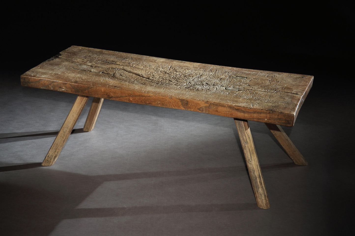 Fine Primitive Vernacular Pig Bench or Low Work Table 