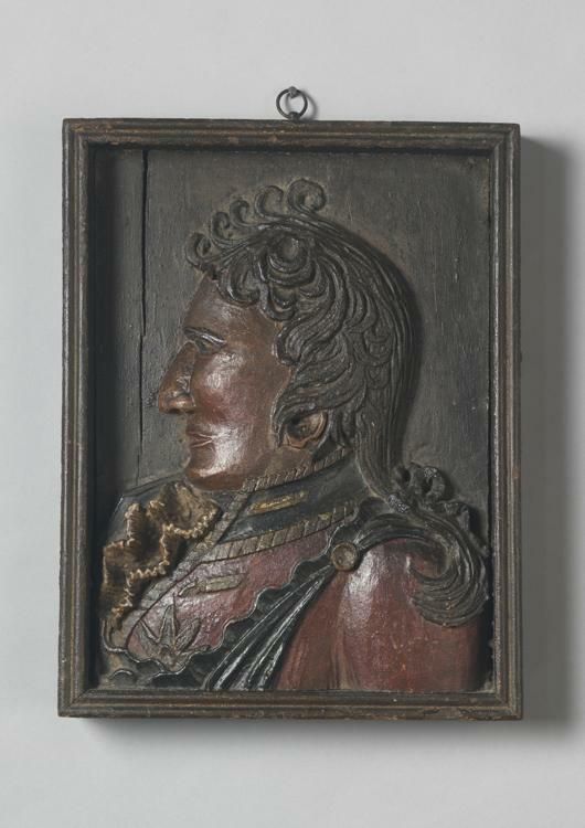 Relief Carved Portrait of A Uniformed Officer