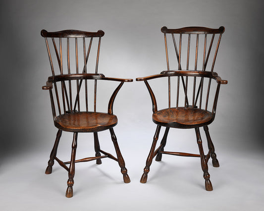 An Important Pair of "Goldsmith" Style Windsor Comb Back Armchairs 