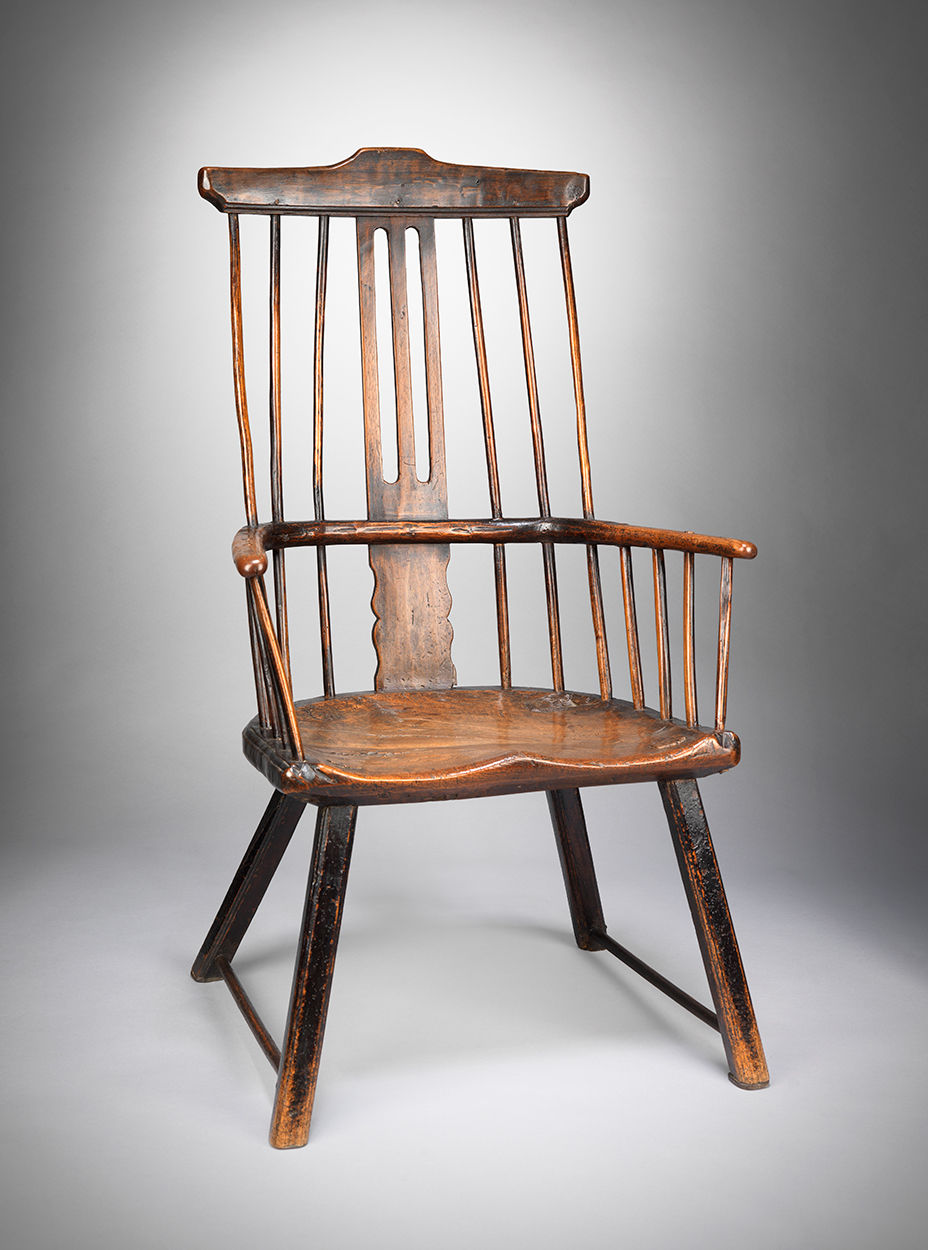 Fine Early Primitive Windsor Comb Back Armchair 