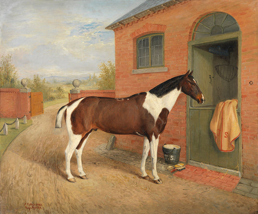 Unusual Naïve Portrait of a Piebald Horse