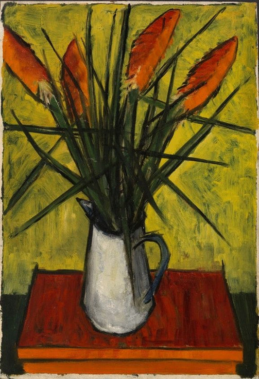 White Jug of Flowers on the Red Table