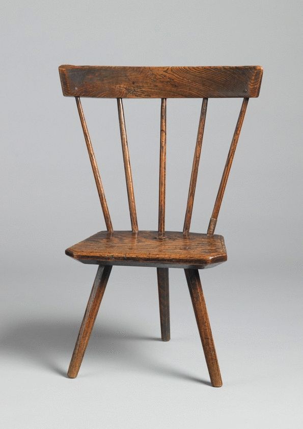 Fine Primitive Fan Back Three Legged Backstool