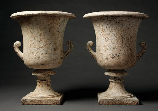 Fine Early Pair of Classical Cast Iron Urns