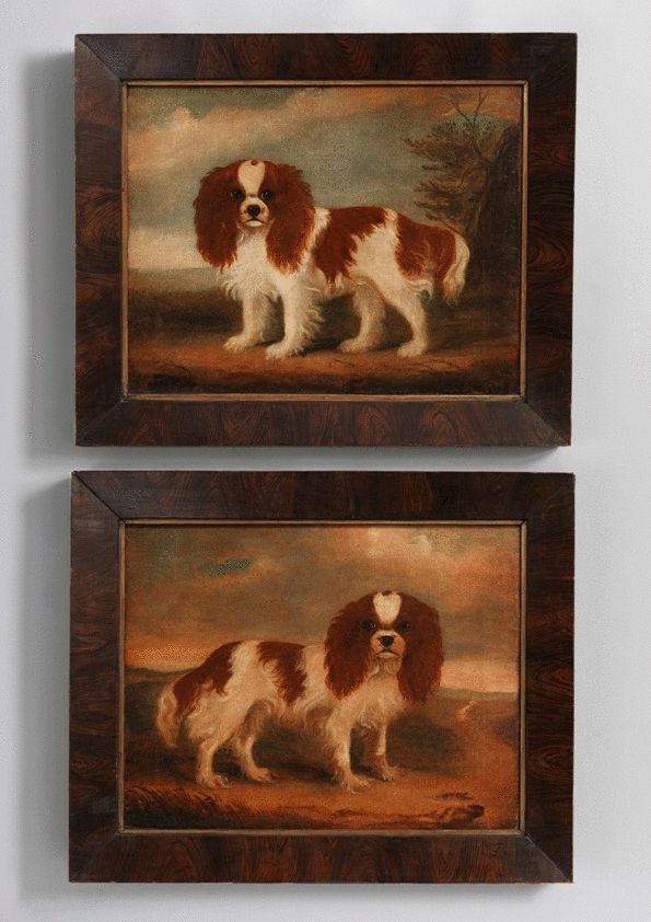 Twin Portraits of King Charles Spaniels