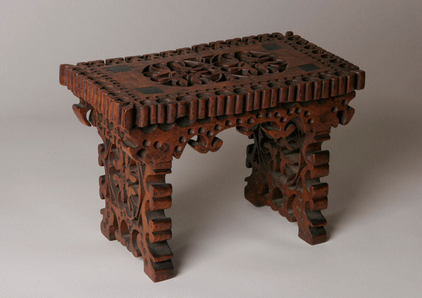 Love Token Fret Carved Stool