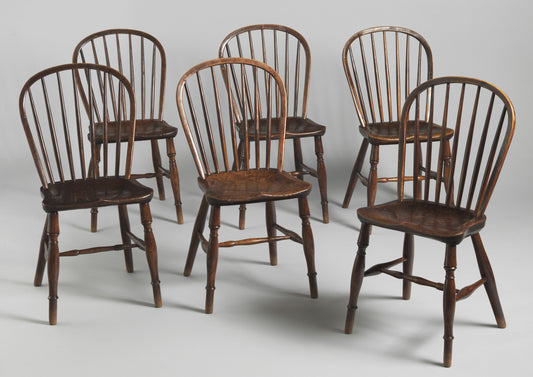 Fine Original Set of Six Windsor Bow Back Chairs