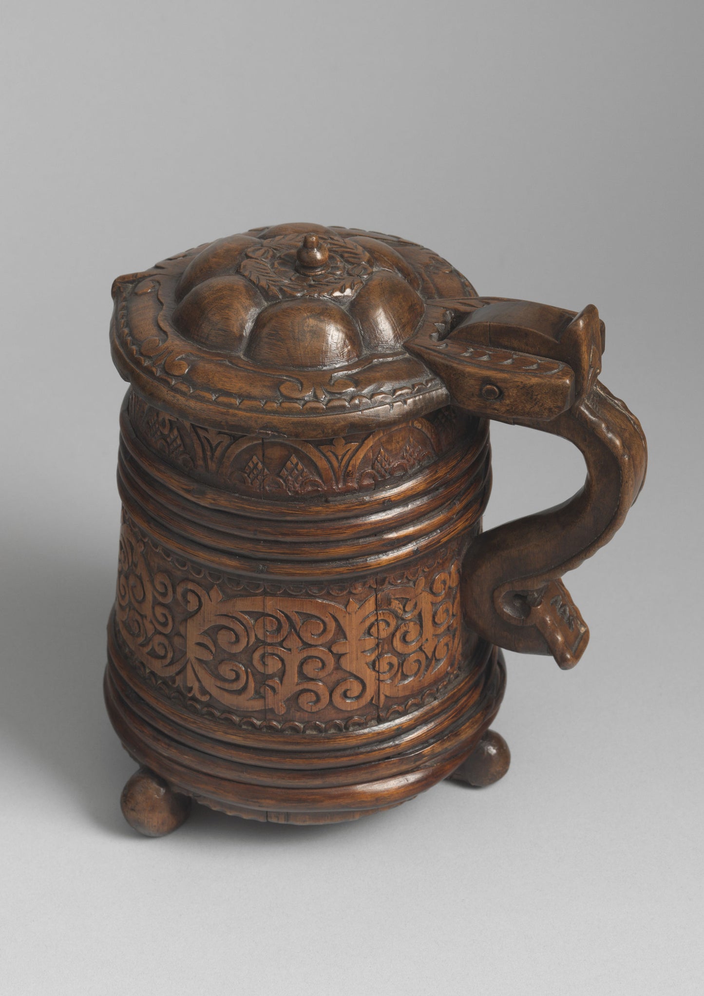 Early Ceremonial Carved and Coopered Tankard